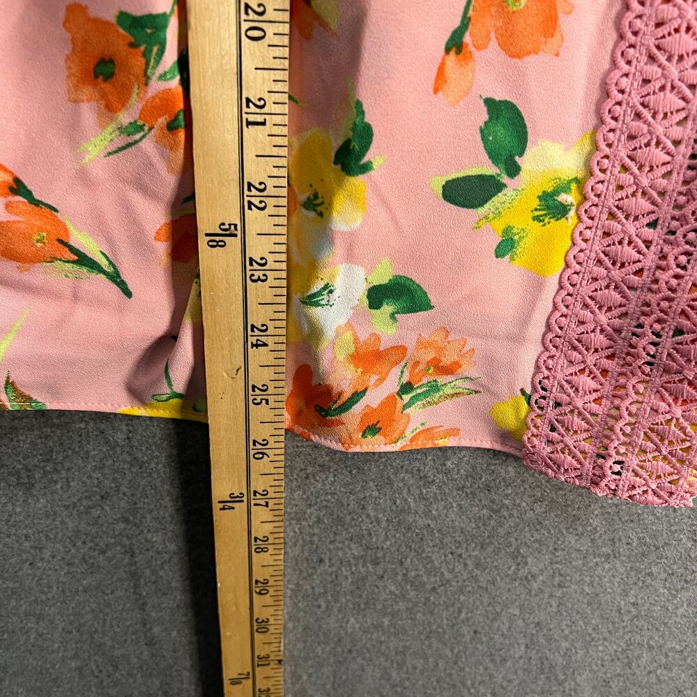 Isaac Mizrahi LIVE! Printed Stretch Crepe Blouse Pink Medium - Picture 5 of 9